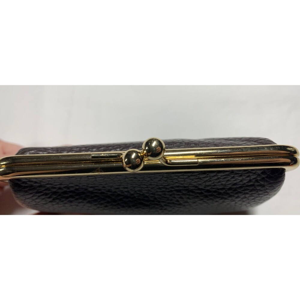 Dooney Bourke Pebbled Leather Kiss lock Coin Purse Framed Dark Brown 6" x 5"x1" - Picture 6 of 8